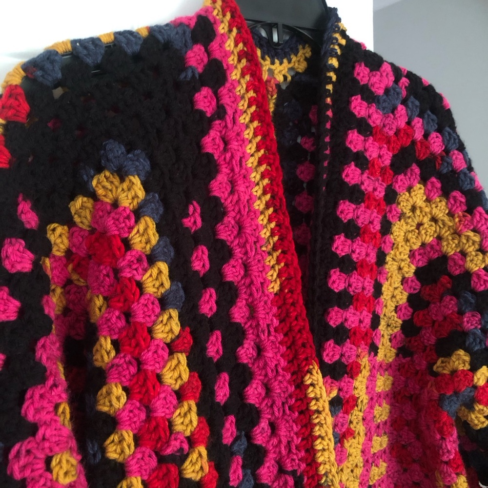 New: Handmade Crochet Hexagon Granny Open Sweater Cardigan. Size Medium - Picture 3 of 15